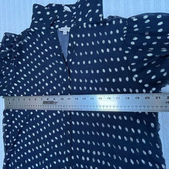 Nanette By Nanette Lepore Womens XL Metallic Polka Dot 3/4 Sleeve Blouse Navy - Picture 6 of 9